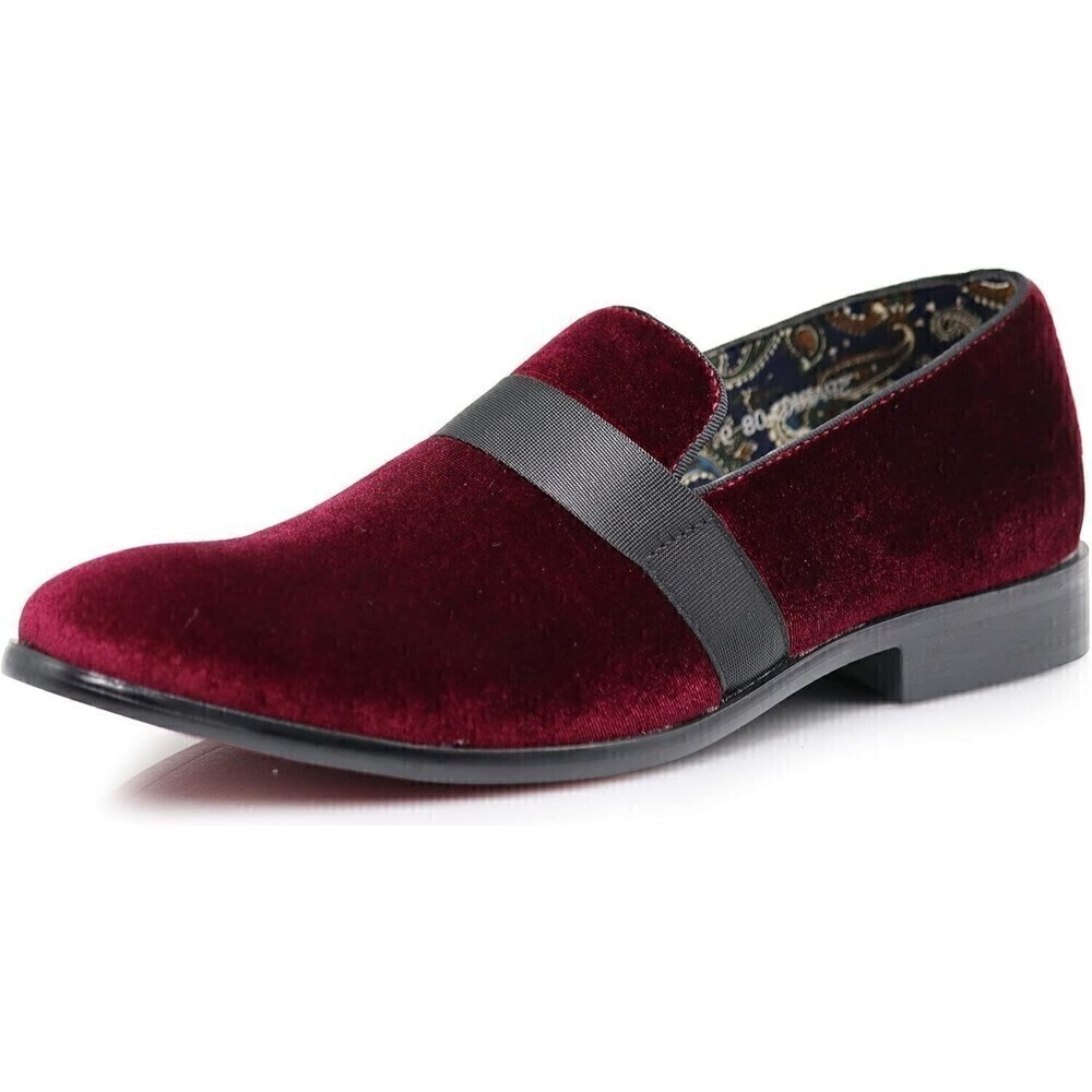 Enzo Romeo Red Mens‎ Formal Tuxedo Slip On Loafer Velvet Dress Shoes 8.5 Party